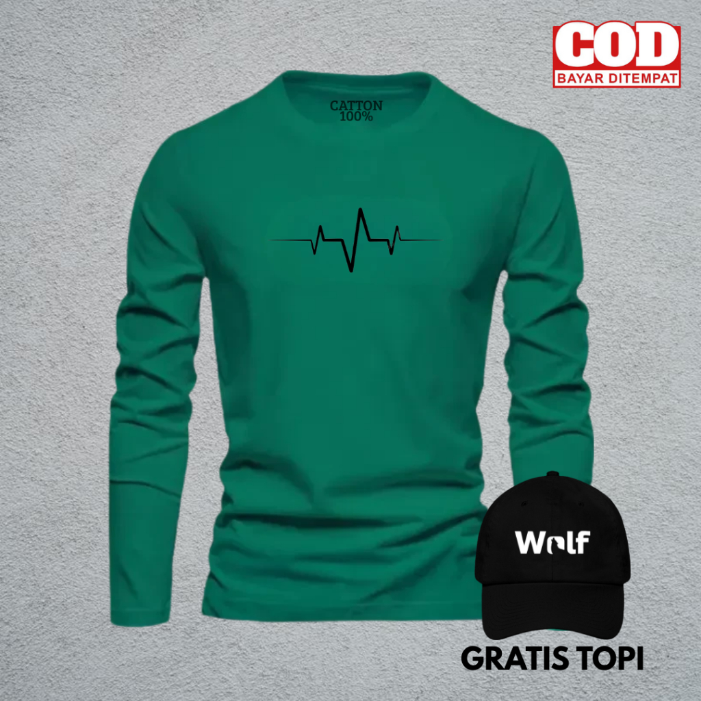 [PROMO COD]  Gratis Topi Baju Kaos Distro detak kds hitam T-Shirt Reguler Pria Wanita Lengan panjang