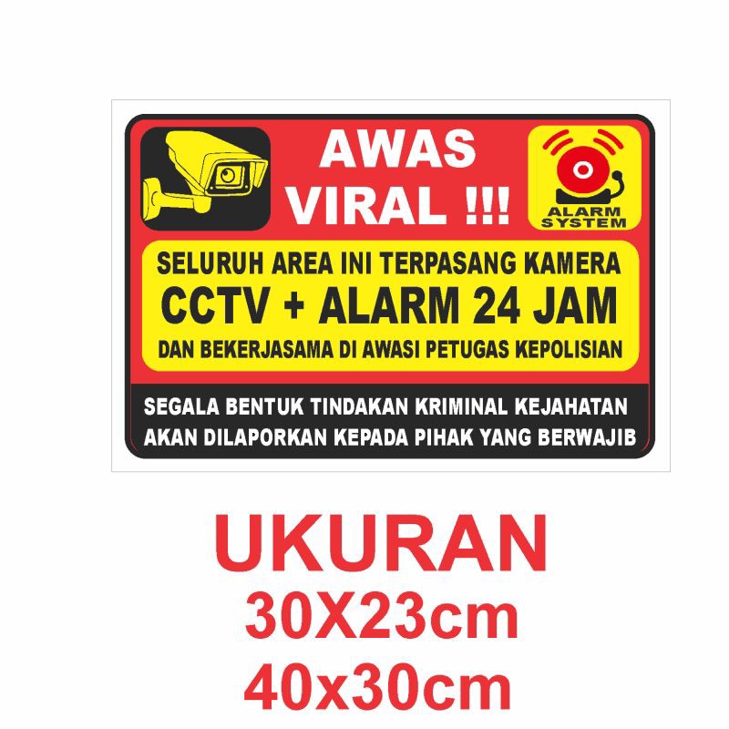 

Stiker Awas viral seluruh area ini terpasang kamera cctv Alarm 24jam #cctv24jam