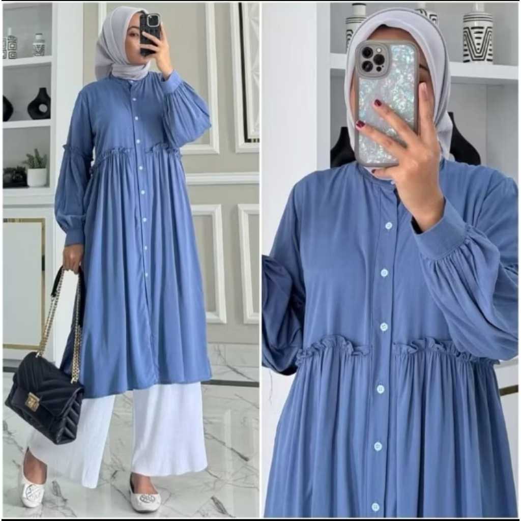 [ Rayon Twill ] Viola Tunik Long | Atasan Tunik Long Anggun Rayon Twill Premium