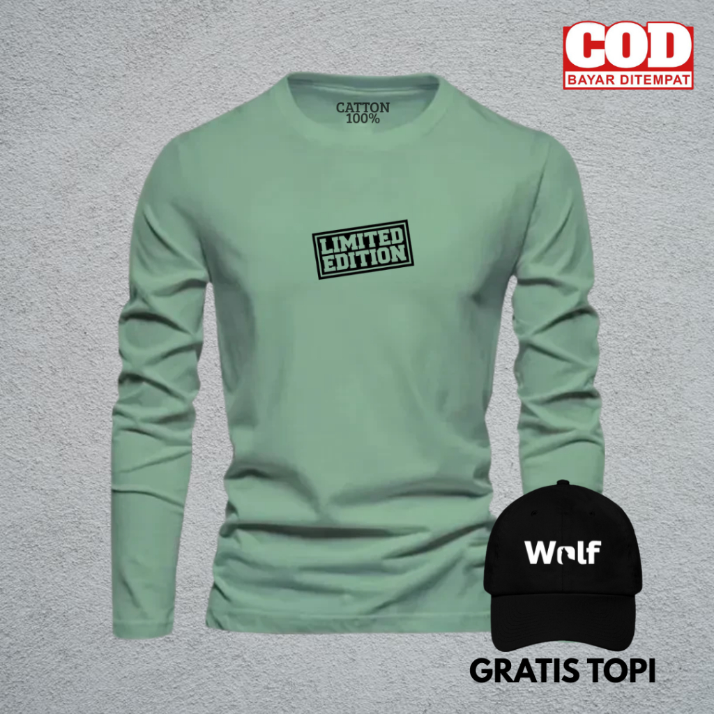 [TERBARU]  Gratis Topi Baju Kaos Distro limited kds hitam T-Shirt Reguler Pria Wanita Lengan panjang