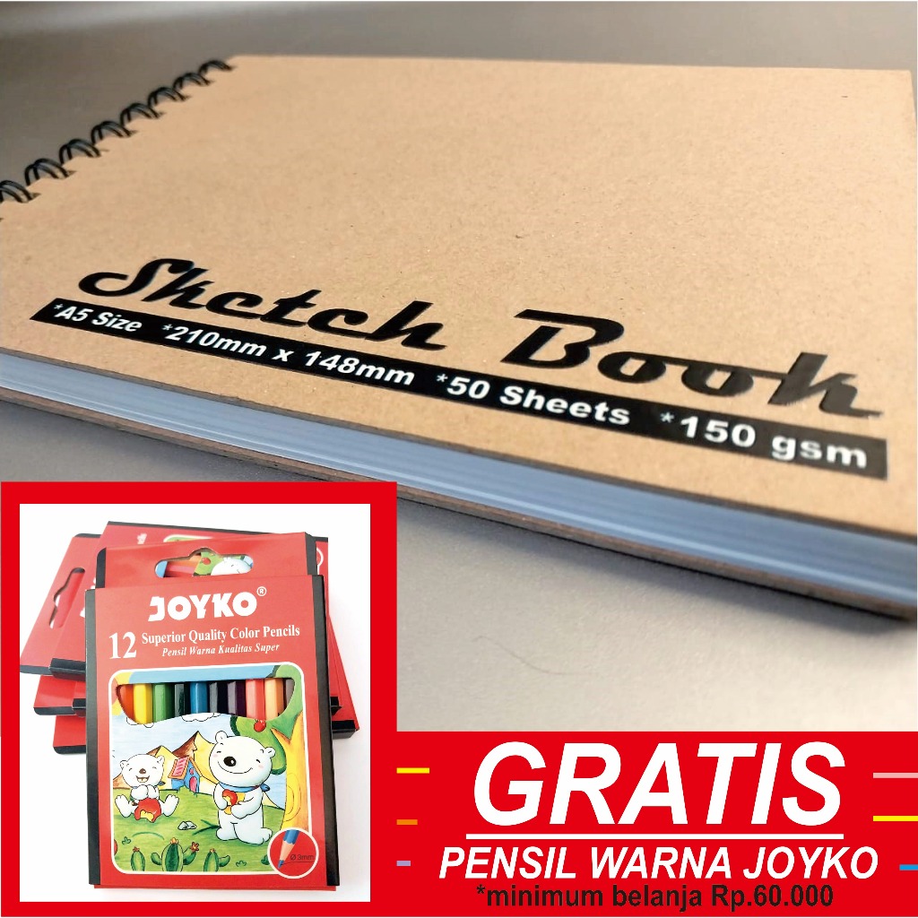 

SketchBook Classic Ukuran A5 /A4 / A3 I 50 Lembar I Hardcover Depan Belakang I 150gsm