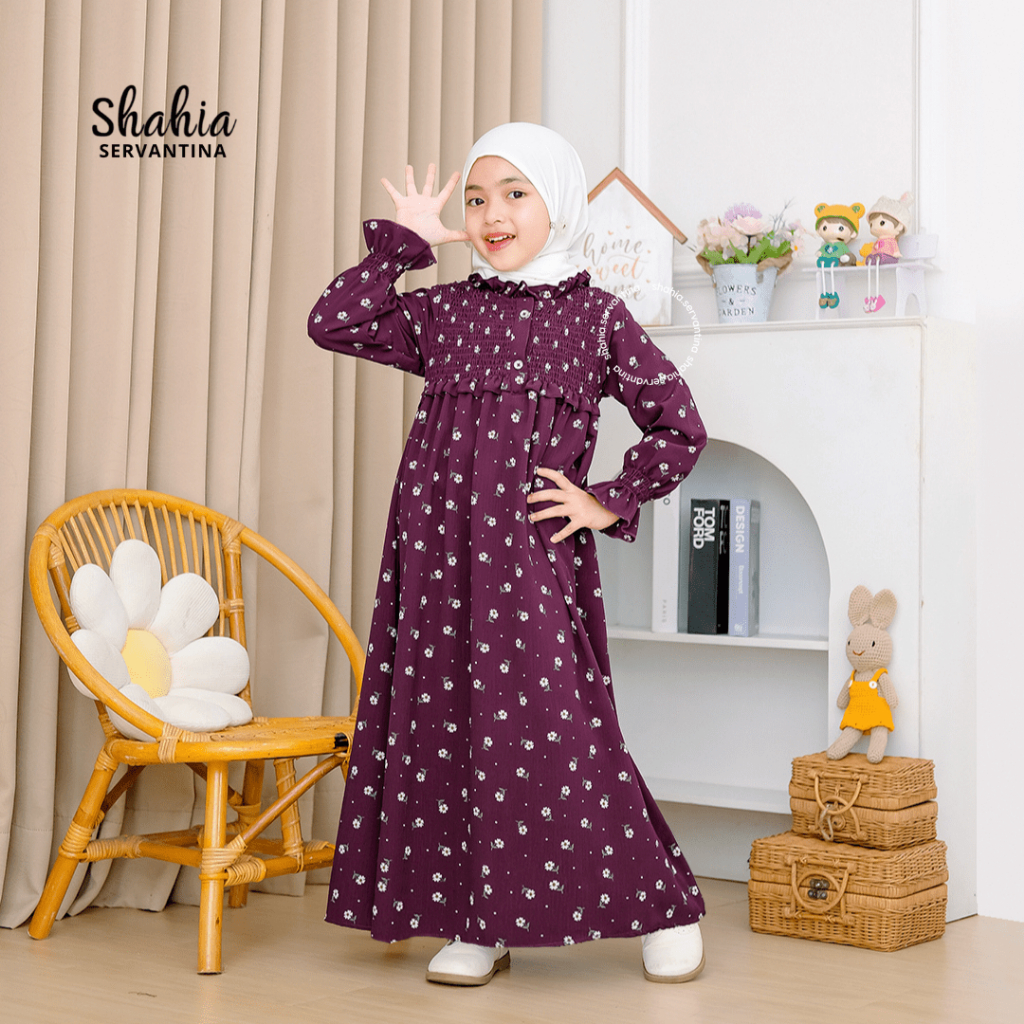 Shahia Servantina - Camelia Dress Crincle Gamis Couple Ibu & Anak Perempuan