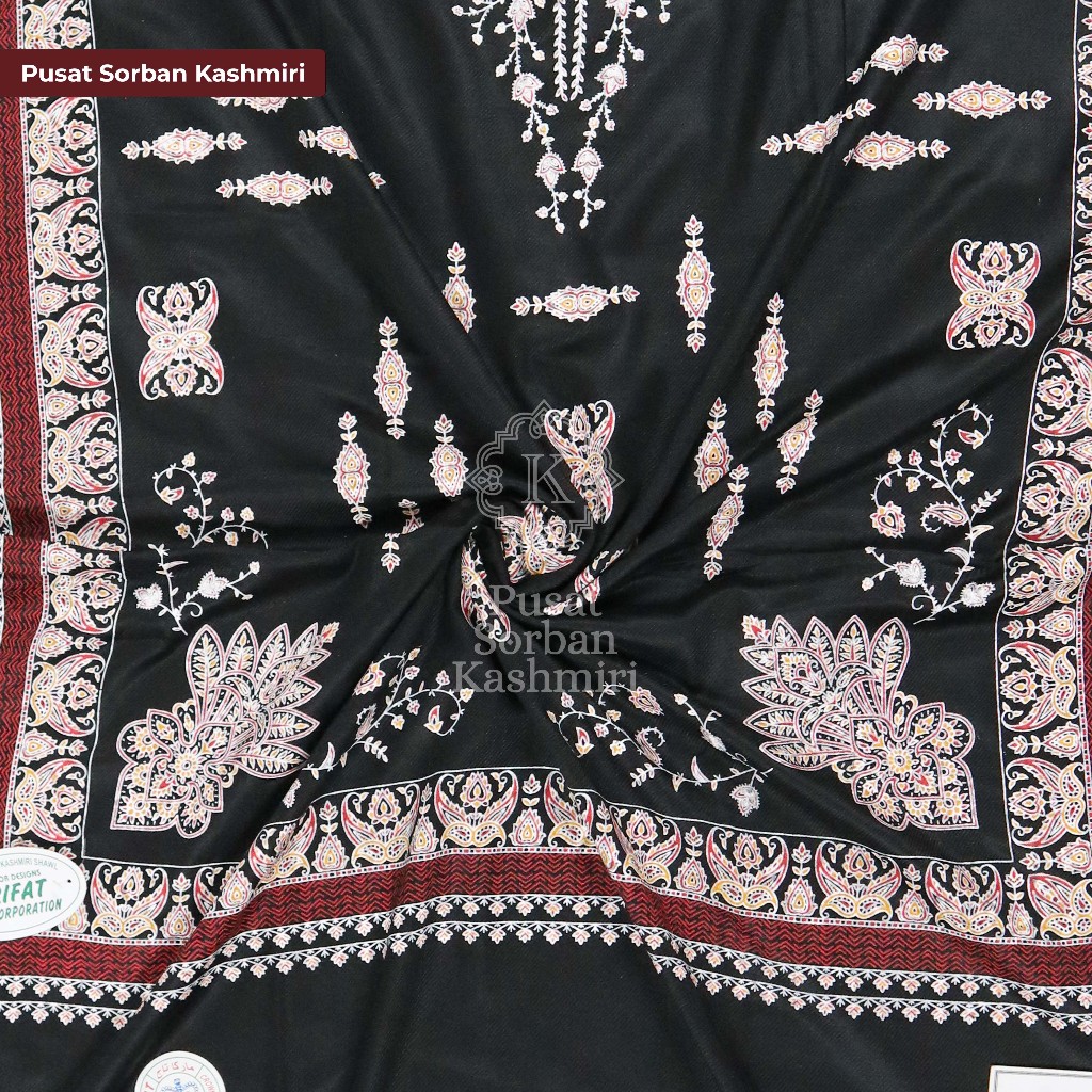 Sorban Kashmiri ARIFAT Full Motif Print Hitam
