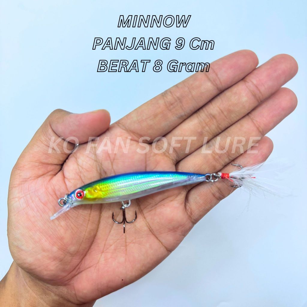 Minnow 9 cm/ 8 gram umpan pancing umpan bentuk ikan minnow sinking