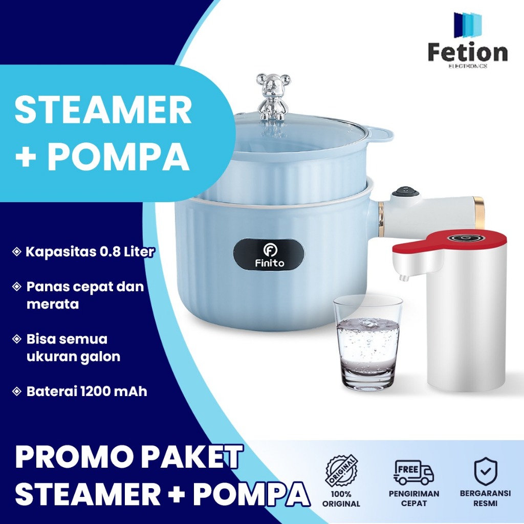 PAKET KITCHENWARE Panci Listrik Multifungsi Steamer Low Watt + Pompa Galon Portable