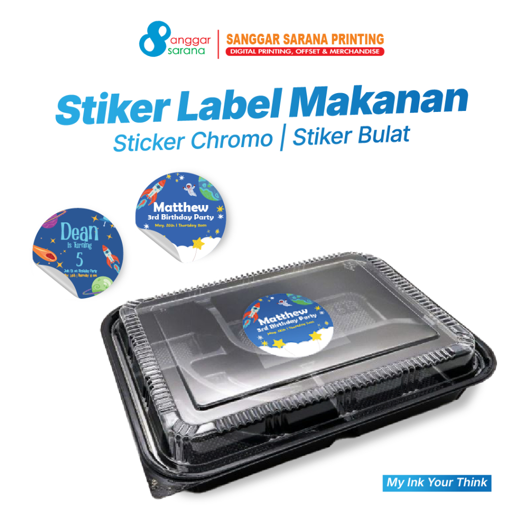 

Stiker Chromo Bulat Custom Label Kemasan Makanan - ULANG TAHUN TEMA SPACE