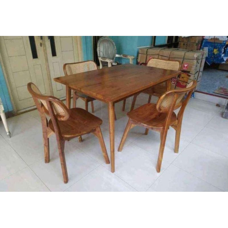 RAY kursi cafe kayu, meja cafe kayu, kursi cafe rotan