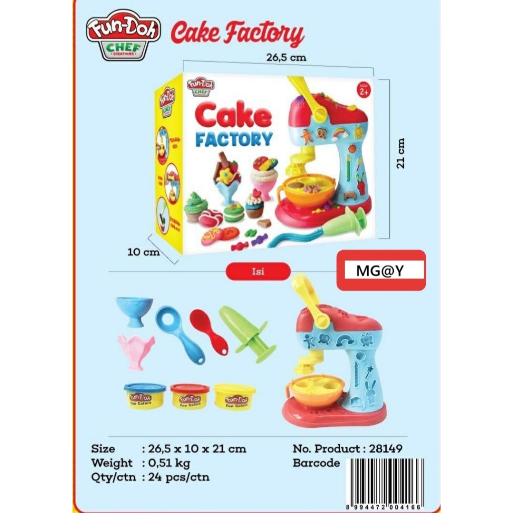 Mainan fundoh cake factory mainan playdoh lilin plastisin cake factory mainan edukasi