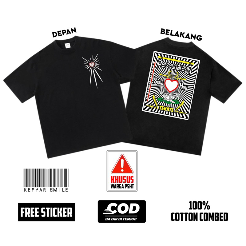 Tshirt Kaos PSHT Kepyar Lambang PSHT Kode (07) Free Stiker