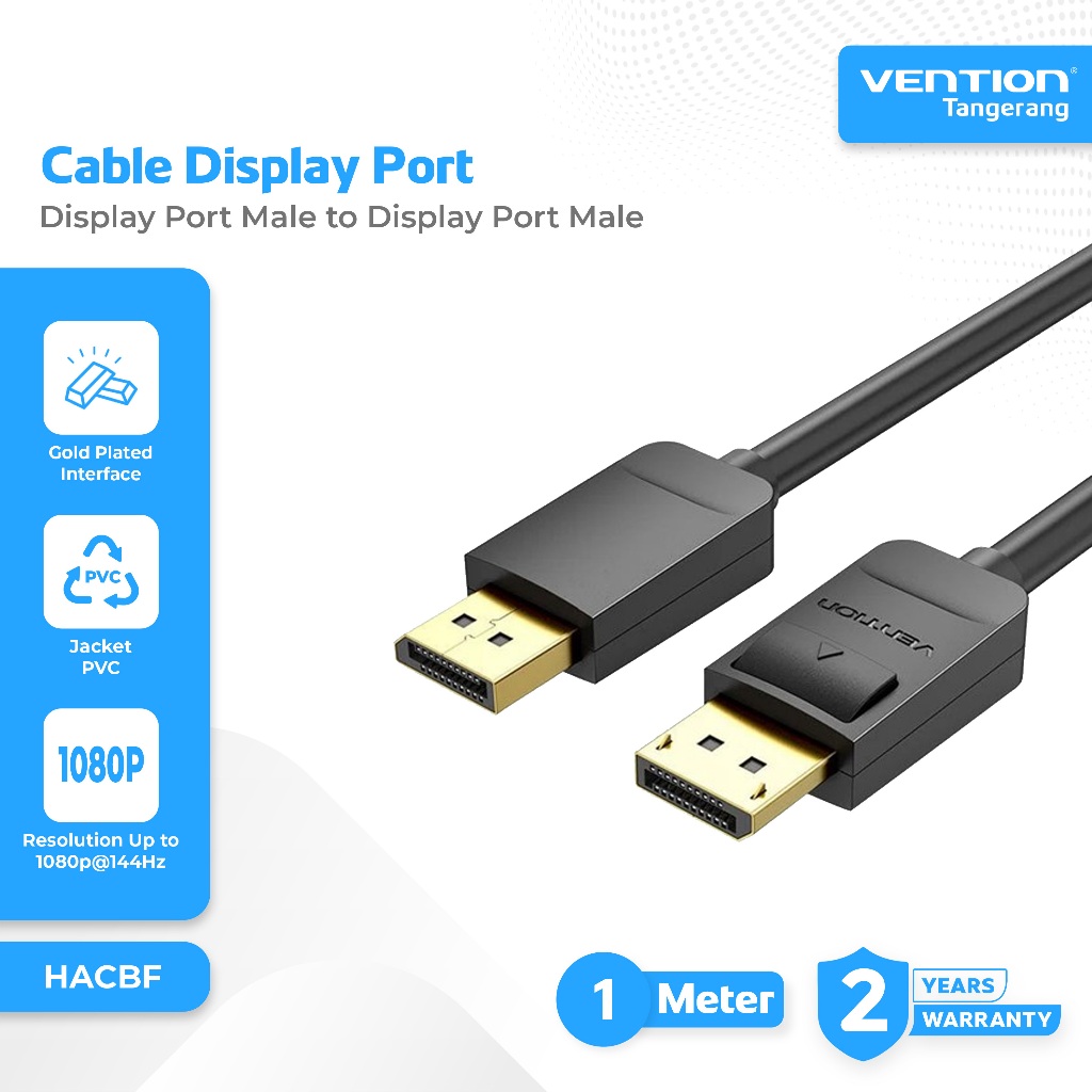 Vention Kabel Display Port Male to Display Port Male High Speed 21.6Gbps DP Cable 1 Meter - HACBF
