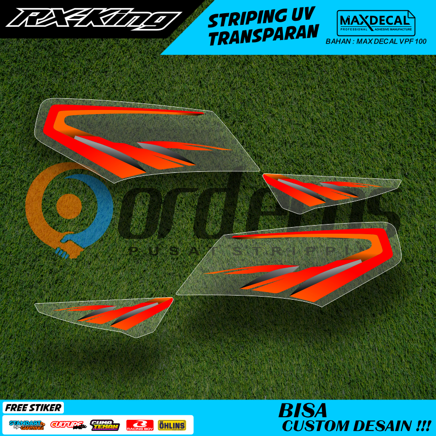 STIKER MOTOR RX KING LIS STRIPING TRANSPARAN  DESAIN UNIK SIMPLE MINIMALIS FREE REQUEST WARNA/TULISA