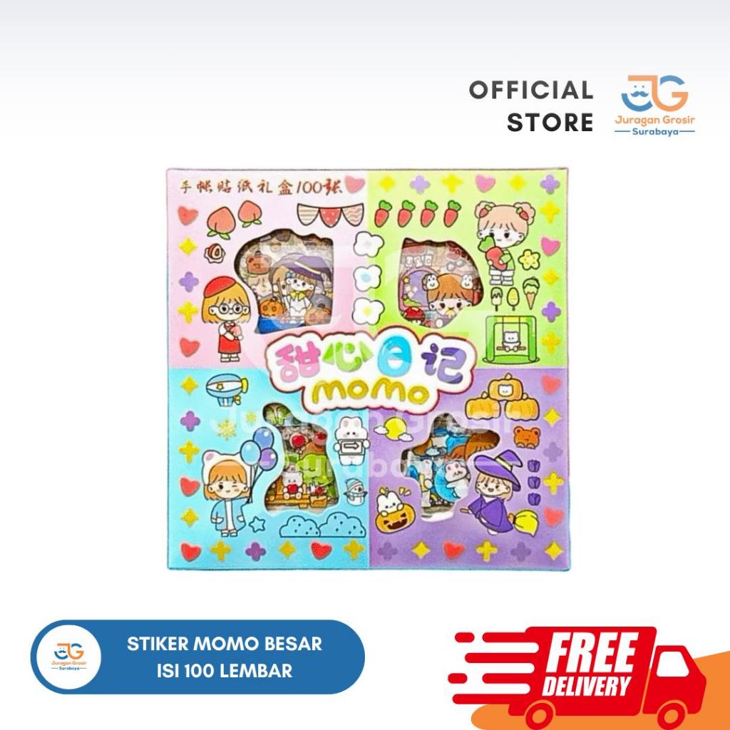 

(JGS) STIKER MOMO RAINBOW 4 WARNA ISI 100 LEMBAR / BOX WATERPROOF PET STICKER LUCU VIRAL