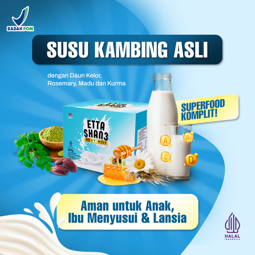 

Susu Etawa Asli + Superfood Komplit | Aman untuk Anak, Ibu Menyusui & Lansia 1box 250gr