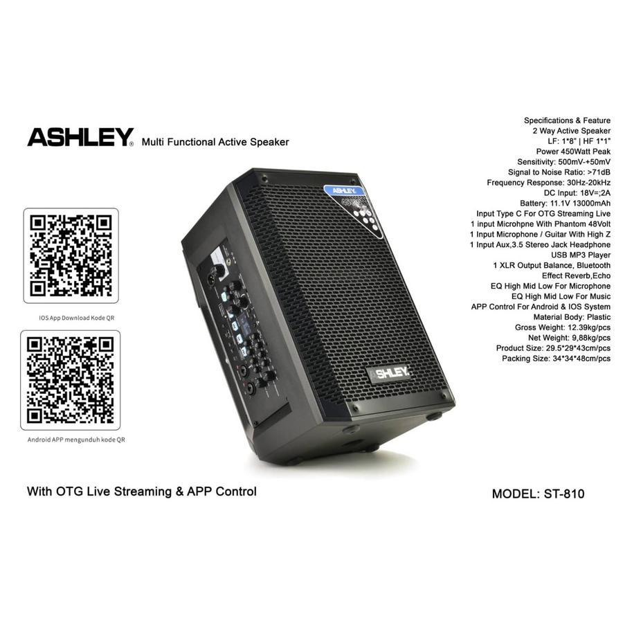 speaker aktif ashley st810 / st 810 original