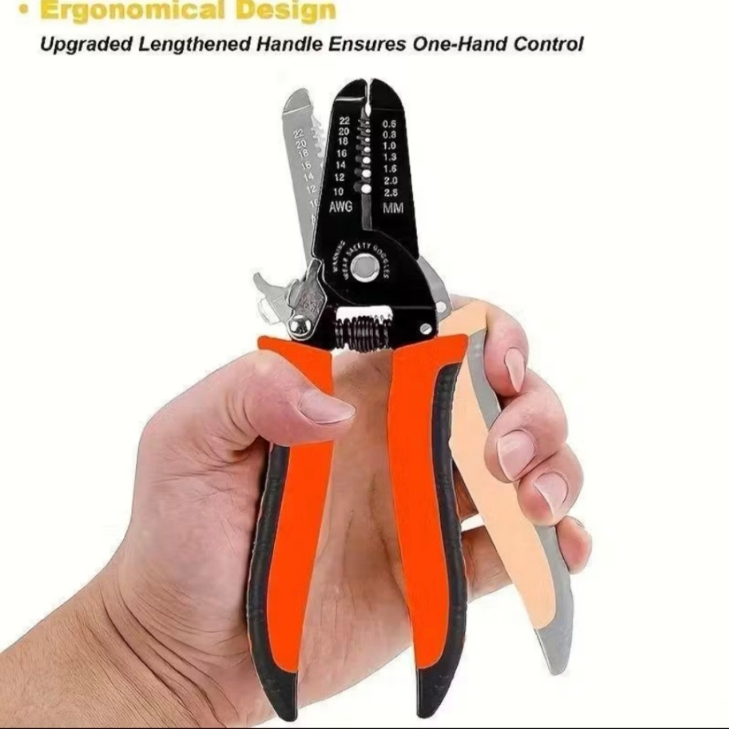Tang Kupas Kabel Listrik Gagang Karet / Tang Potong Kabel Wire Stripper Gunting Kupas Kabel Listrik