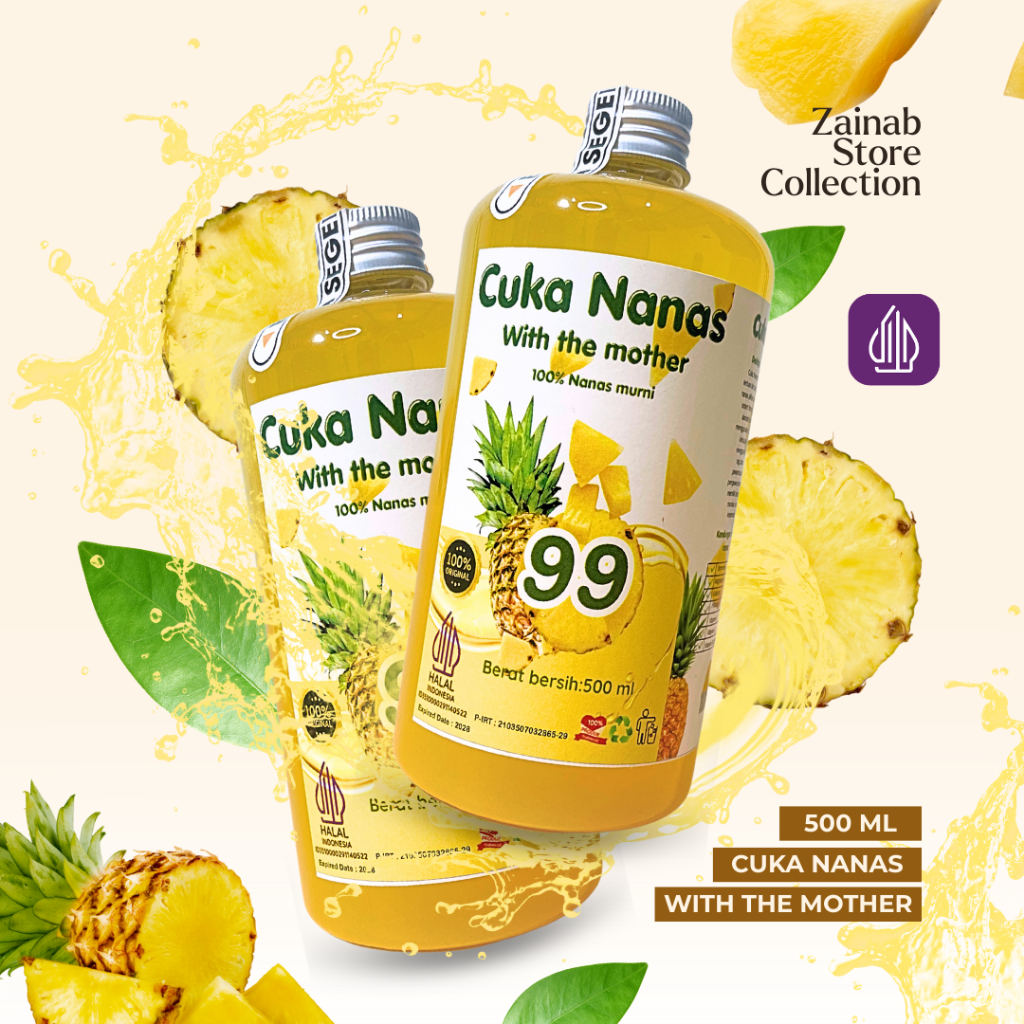 

Cuka Buah Nanas 99 Pineapple Cider Vinegar With Mother 500 ML