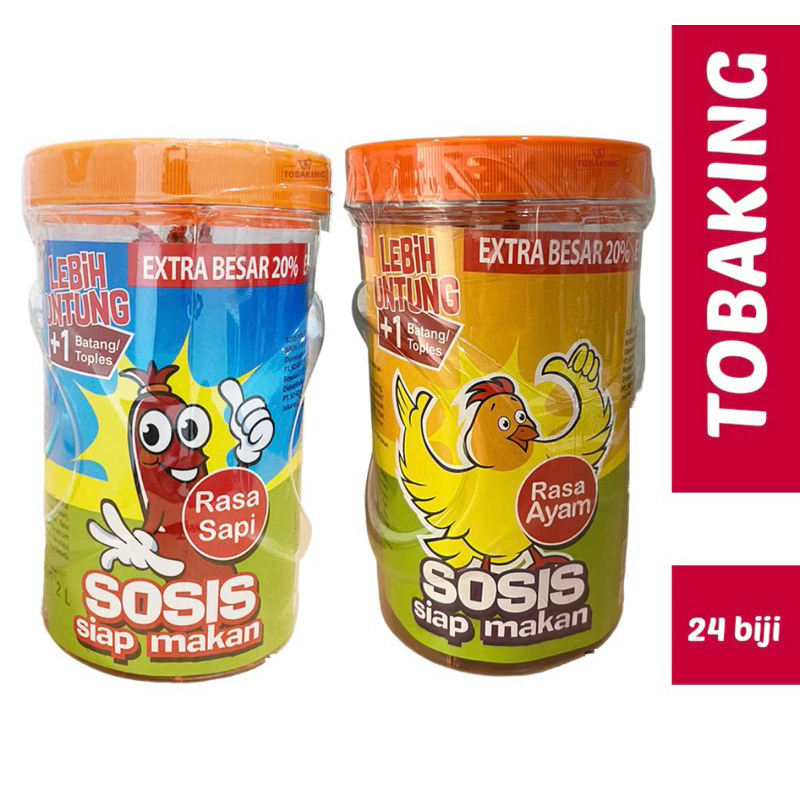 

Sosis so nice toples siap makan rasa ayam dan sapi ( isi 24 pcs ) 1 toples