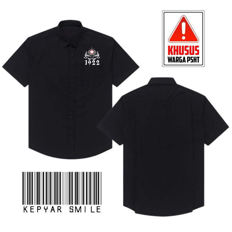 Kemeja PSHT Simpel Kepyar Bunga Terate 1922 Belakang Polos Free Stiker