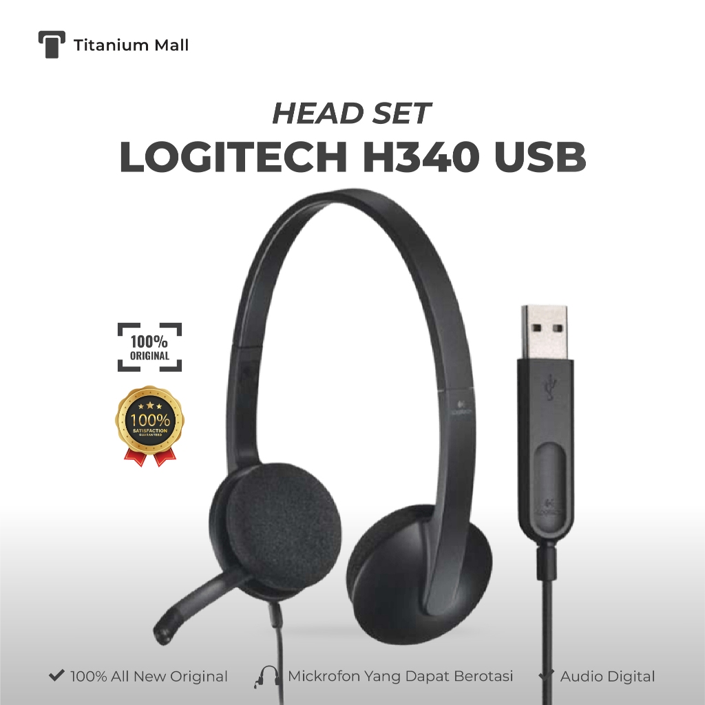 Logitech H340 Headset USB Stereo Mic Noise Cancelling