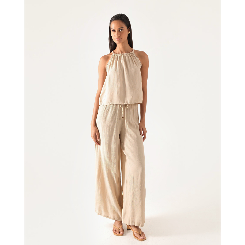Bamboo Blonde - Bianca Pants, Natural | Celana Panjang Wanita Flowy Outfit Bali Pantai
