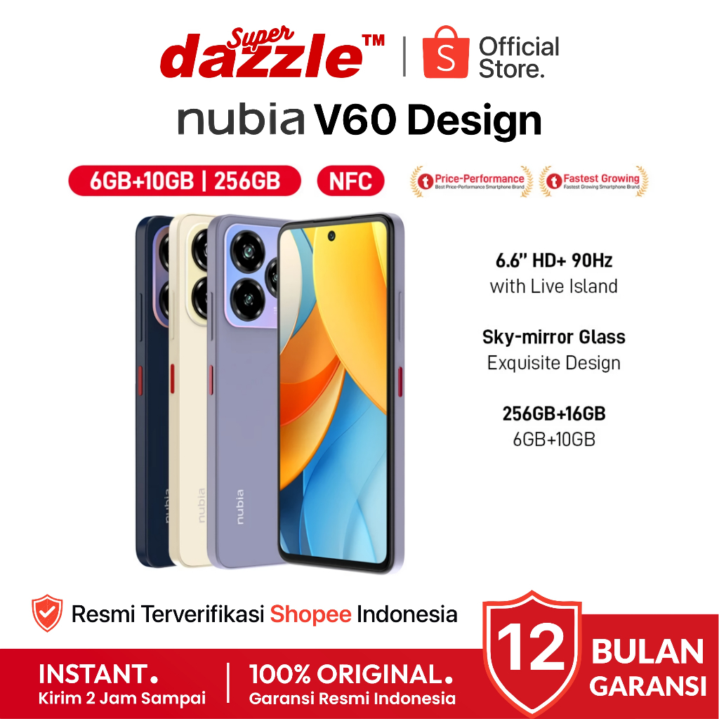 HP Nubia V60 8/256 6/256 GB 4G NFC Design Original 100% Garansi Resmi 12 Bulan ZTE nubia Official St