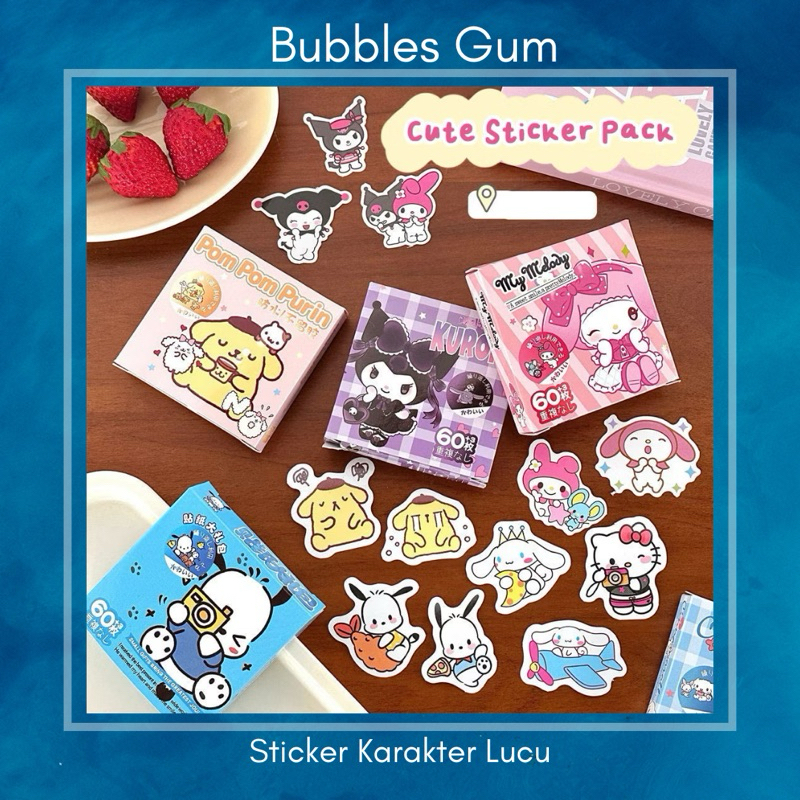 

Sticker 60 PCS - Stiker Lucu Motif Kartun Korea Aesthetic Tempelan Momo Helm Motor Dinding Kamar Dekorasi Buku Handbook Scrapbook DIY Karakter Sanrio Sticker Freebies