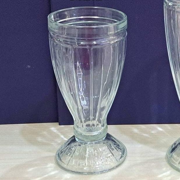 JUAL GELAS JUS KAKI KAPASITAS JUMBO BESAR KACA BELING BENING AWET KUAT TEBAL TAHAN PANAS TINGGI 19CM