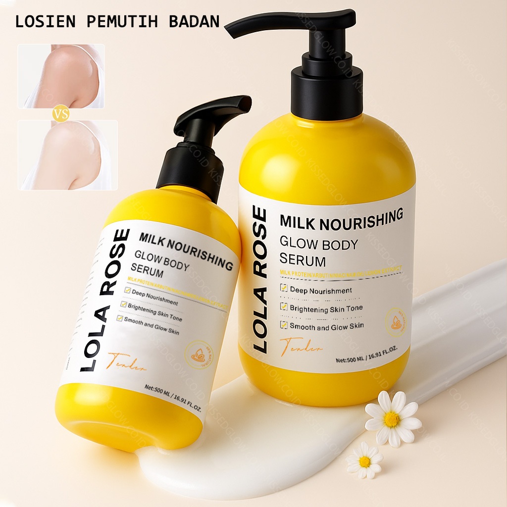 LOLA ROSE Lotion Susu Pemutih Badan  Pemutih Badan Permanen Bleaching Lotion Tubuh 500ml BPOM