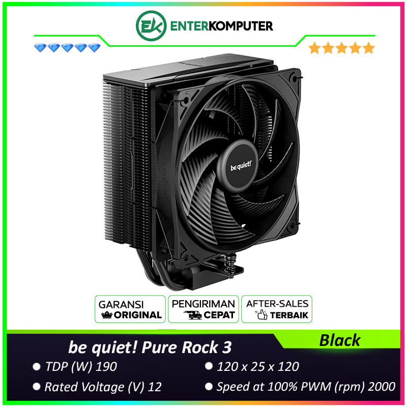 be quiet Pure Rock 3 Black - Compact Performance for everyone - High Performance Cooling - 1x Pure W