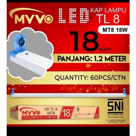 Kap Lampu LED T8 Myvo 18 Watt