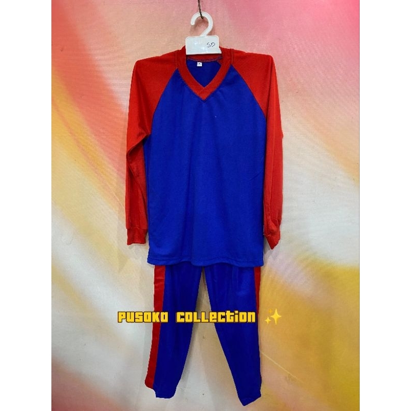 setelan baju olahraga anak sekolah Sd biru merah