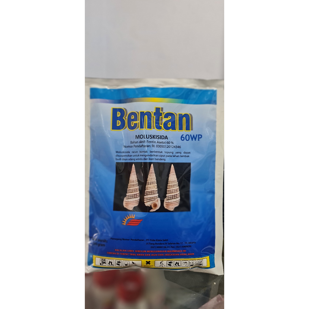 Racun Keong Bentan 60 WP - 100 g untuk mengendalikan keong trisipan, keong mas, pada lahan padi sawa