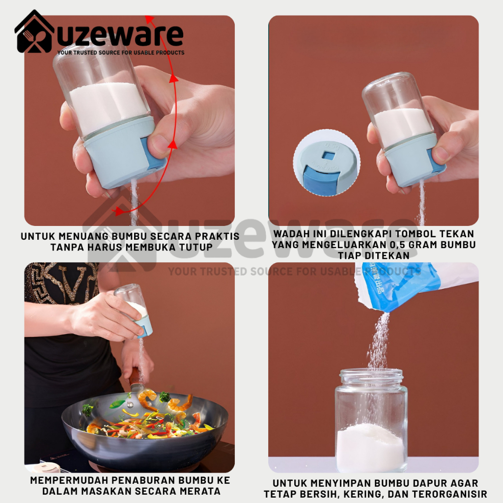 Terbaru Big Sale Uzeware Tempat Bumbu Dapur Botol Unik Tempat Garam Gula Lada Merica Minyak Wadah