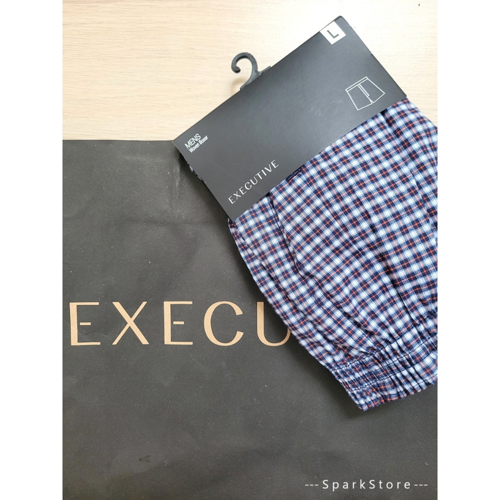 [NEW][BARU] The Executive Celana Boxer Katun Rajut Navy Merah Kotak