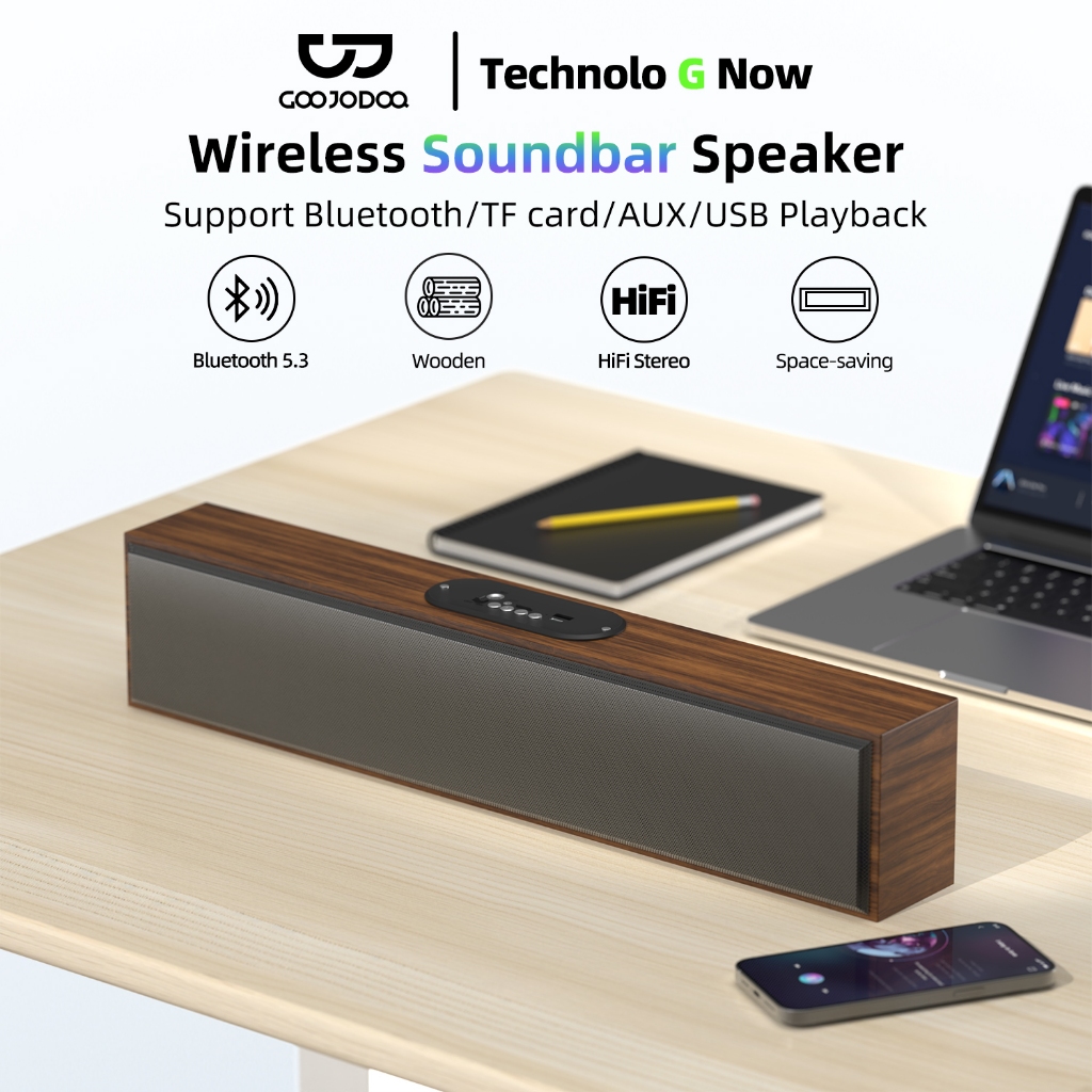 GOOJODOQ Bluetooth Speaker Big Size Wooden Design speaker Wireless PC Computer for Laptop USB Audio 