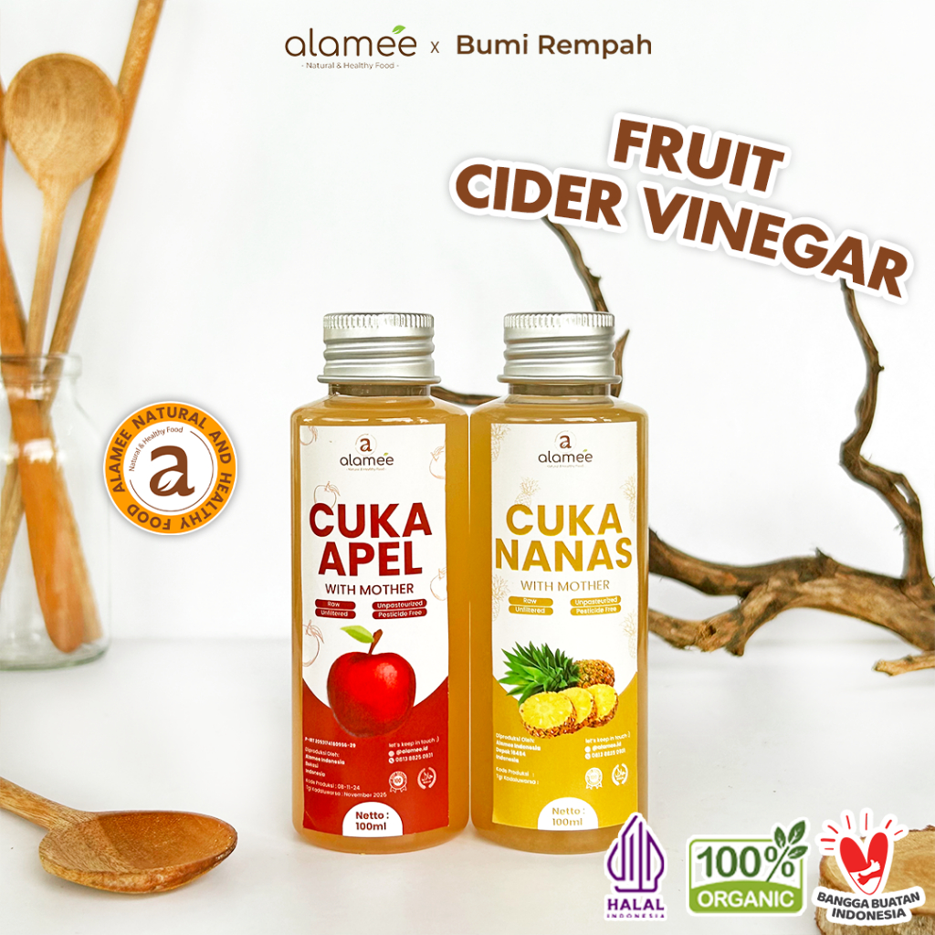 

ALAMEE Cuka Apel Nanas Original Vinega With Mother Premium Organik Pine Apple Cider Vinegar Vinega