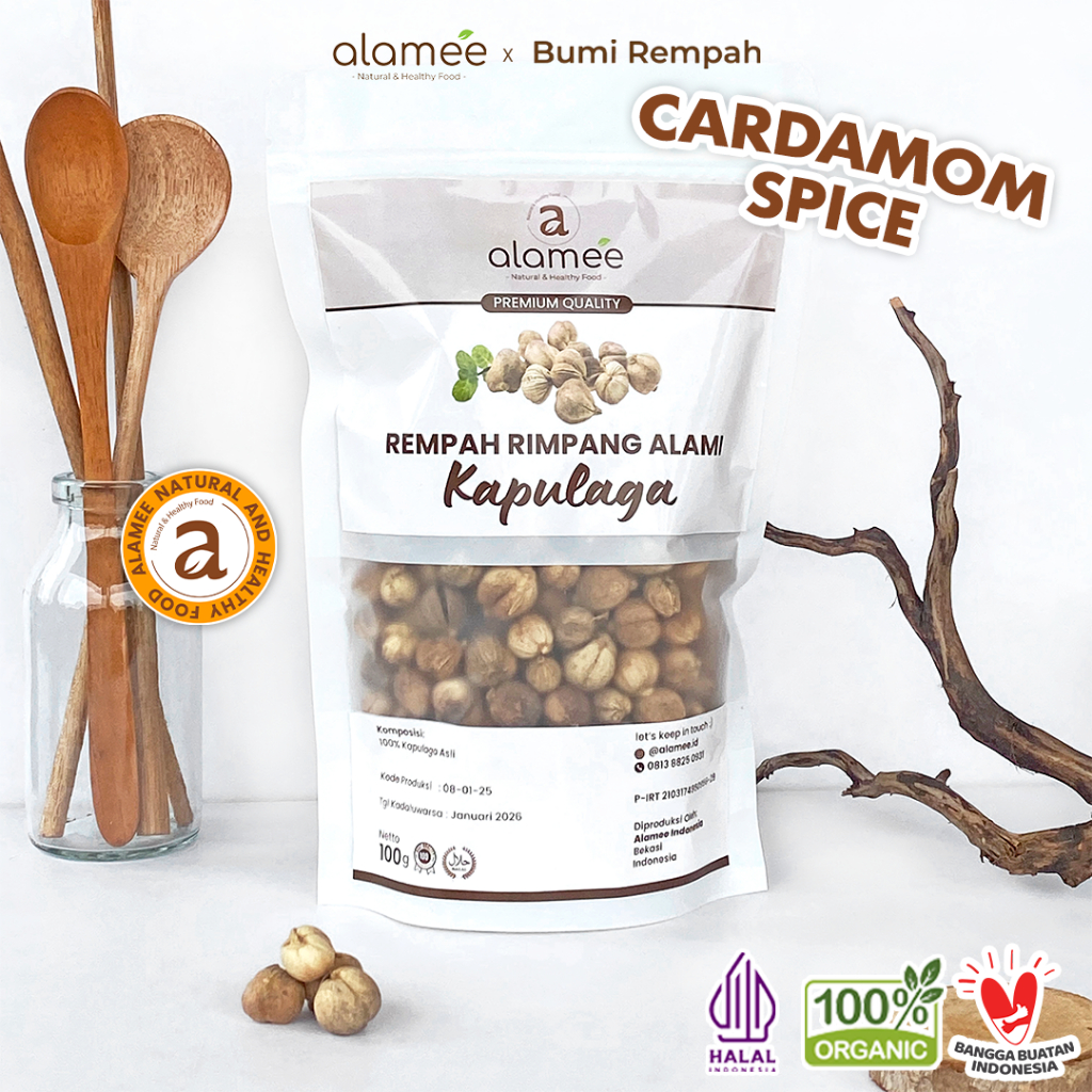 

ALAMEE Kapulaga Kering Lokal Cardamom Kapolaga Kapol Rempah Organik Bumbu Masakan Seasoning 100gr