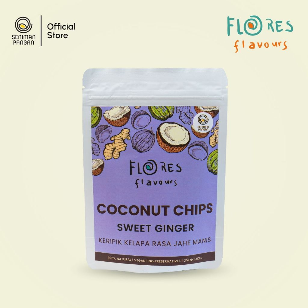 

Seniman Pangan x Flores Flavours - Coconut Chips Sweet Ginger | Keripik Kelapa Rasa Jahe Manis