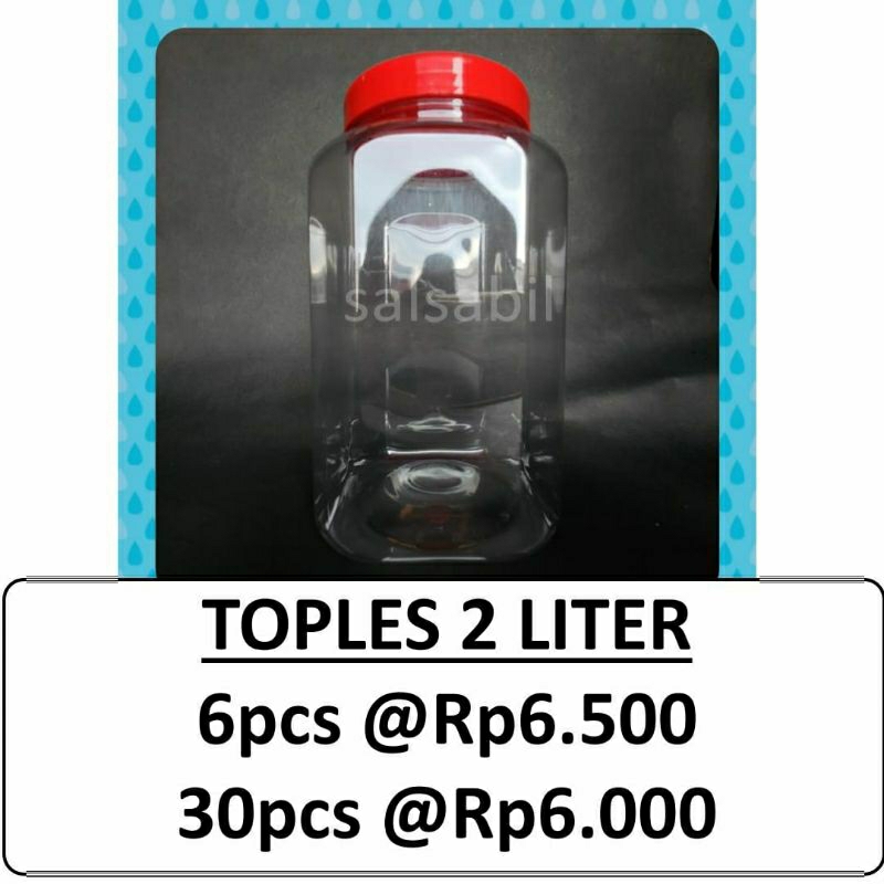 Toples 2 Liter / toples plastik 2 liter / toples cupang (isi 6 toples)