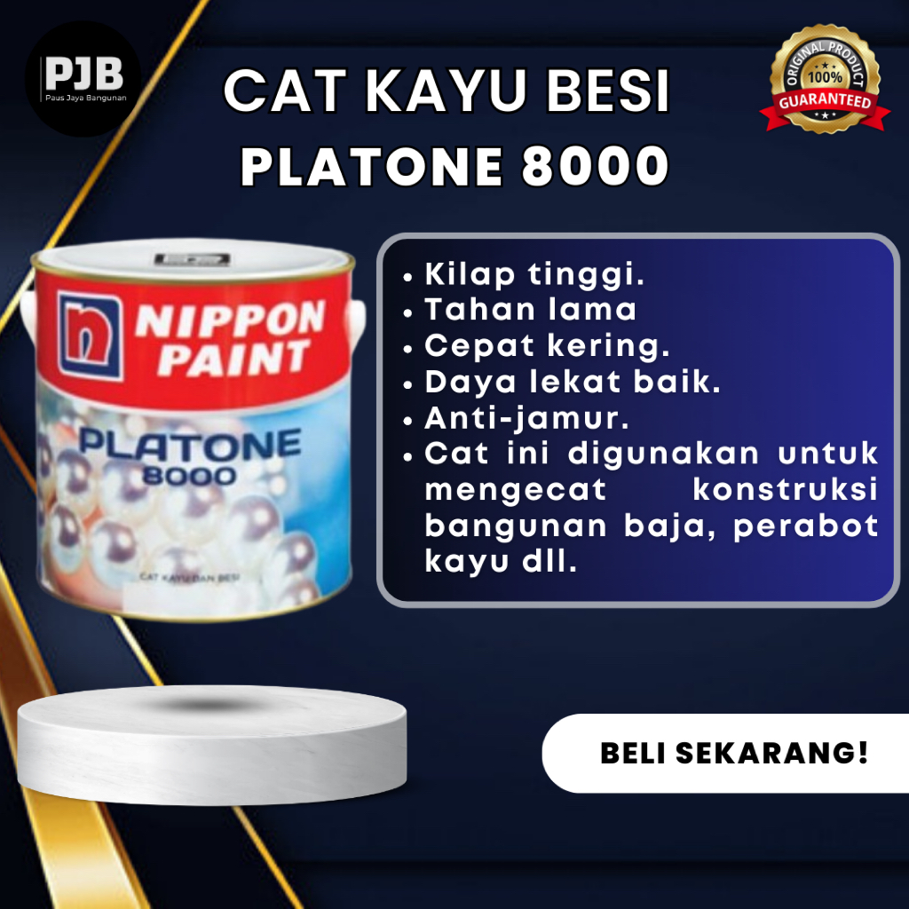 

CAT MINYAK NIPPON PAINT PLATONE 8000 UNTUK BESI DAN KAYU 100cc 100% Original / Asli / Authentic