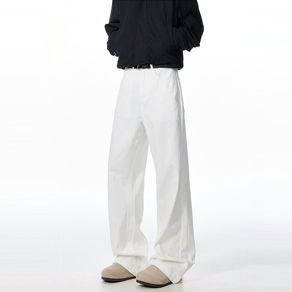 celana jeans pria baggy denim jumbo loose jeans korean style jumbo kulot straight putih