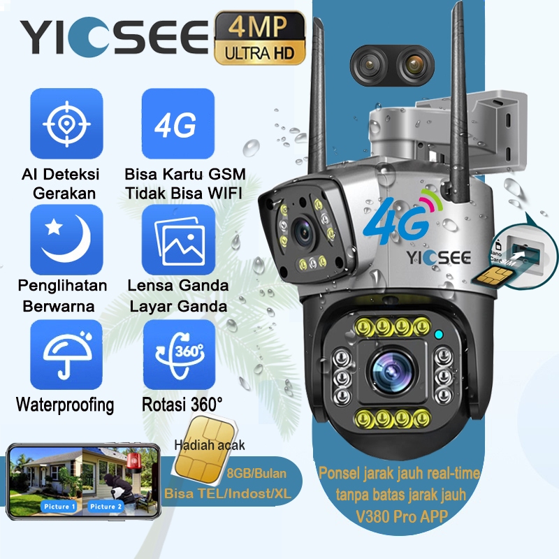 Yicsee V380 Pro CCTV Sim Card Dual Lens Dual Screen Auto Tracking CCTV Camera