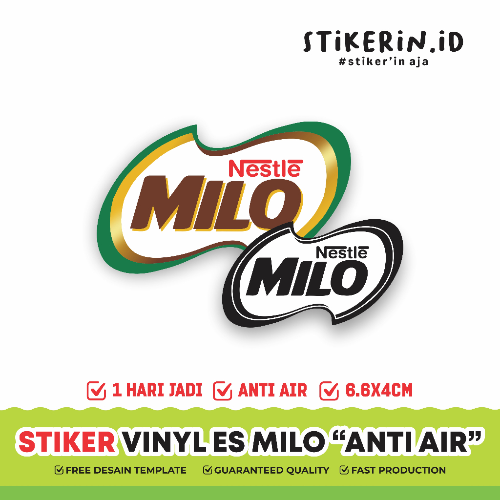 

( A3+ ) READY STOK PAKET 100 PCS STIKER ES MILO / STIKER GLOSSY & TRANSPARAN MILO