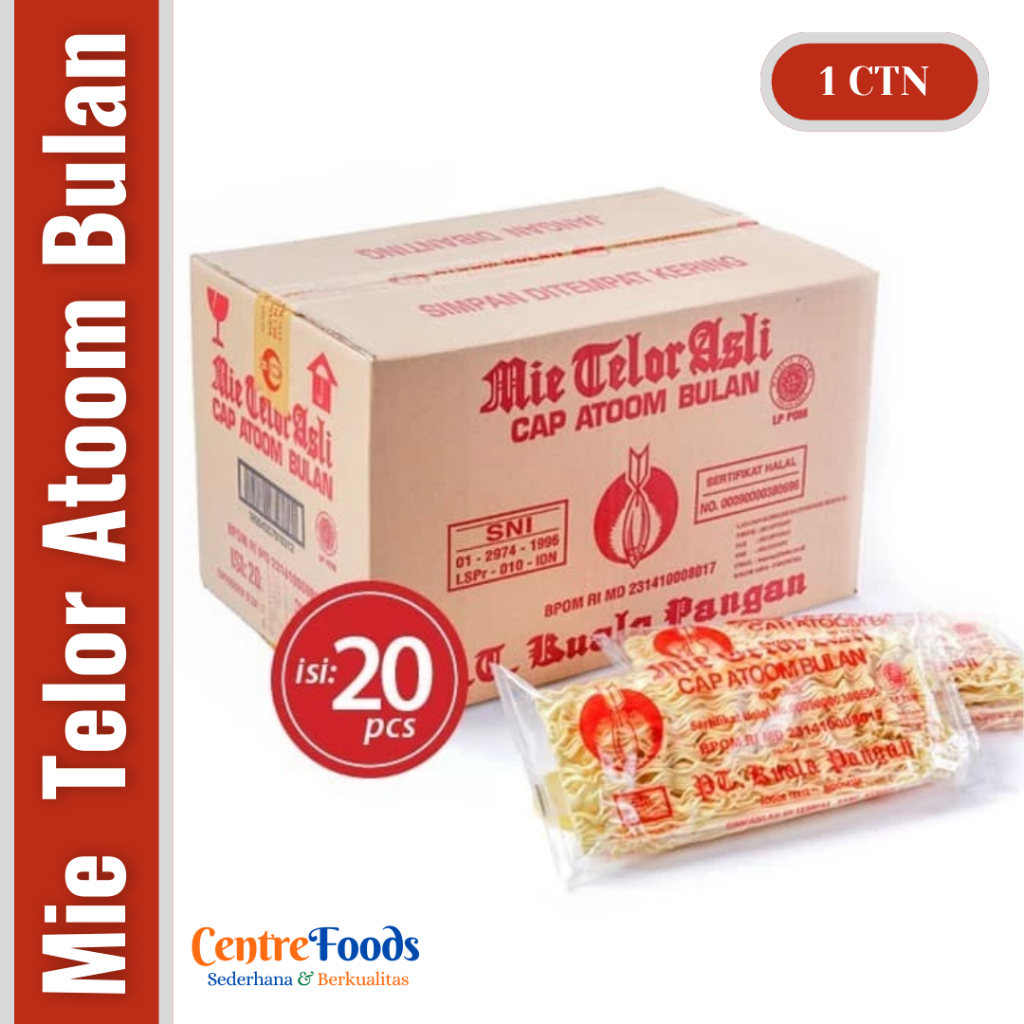 

Mie Telor Cap Atom Bulan - Mie Telur Asli Cap Atoom Bulan | Isi 20 Bks - 4.5 Kg [ Harga Per CTN ]