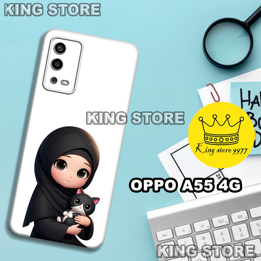 (KS24)  Softcase karet untuk OPPO A55 Motif gambar karakter Hijab/casing OPPO A55 terbaru/kesing hp/