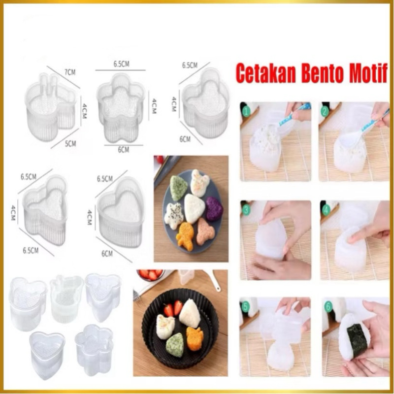Cetakan Nasi Bento Motif Karakter Lucu Cetakan Nasi Sushi Onigiri Anti Lengket Karakter Lucu