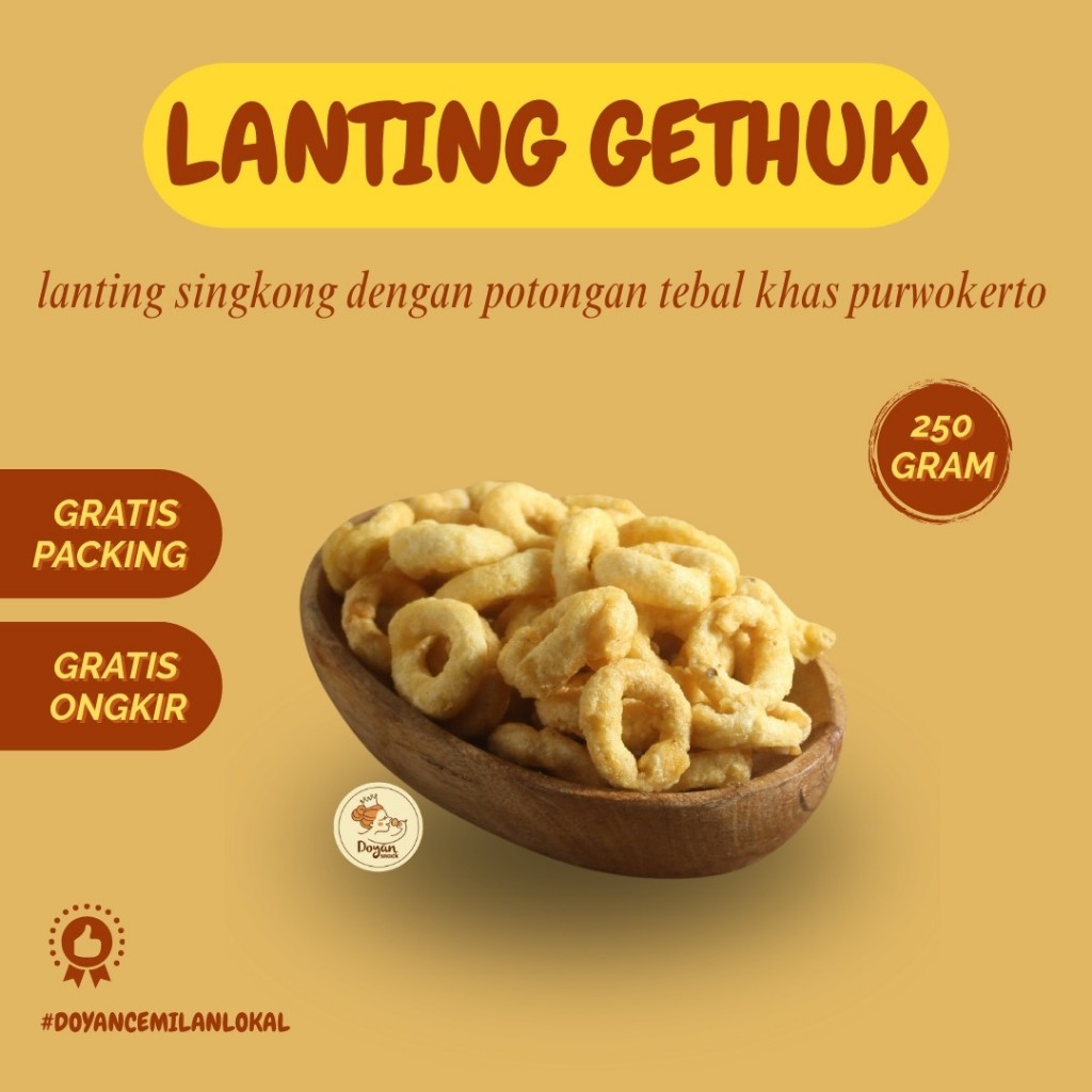 

LANTING SINGKONG / LANTING BAKSO / LANTING AS / LANTING GETHUK OLEH-OLEH PWT 250GR