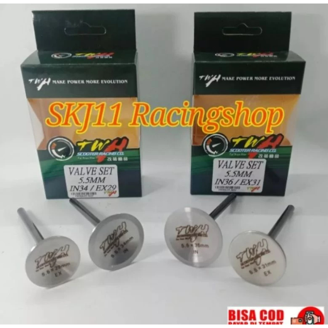 Klep TWH Racing 36/31 34/29 Batang Btg 5.5 mm Bahan Mentah non moto1 GF Racing- Klep Batang 5.5 tige