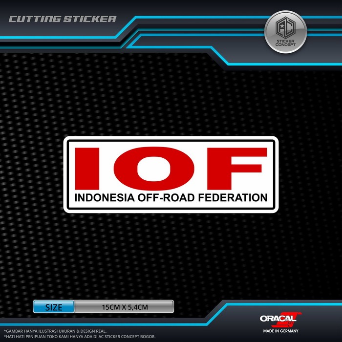 Sticker Cutting Logo IOF Indonesia Off Road Federation Stiker Kaca Body Mobil