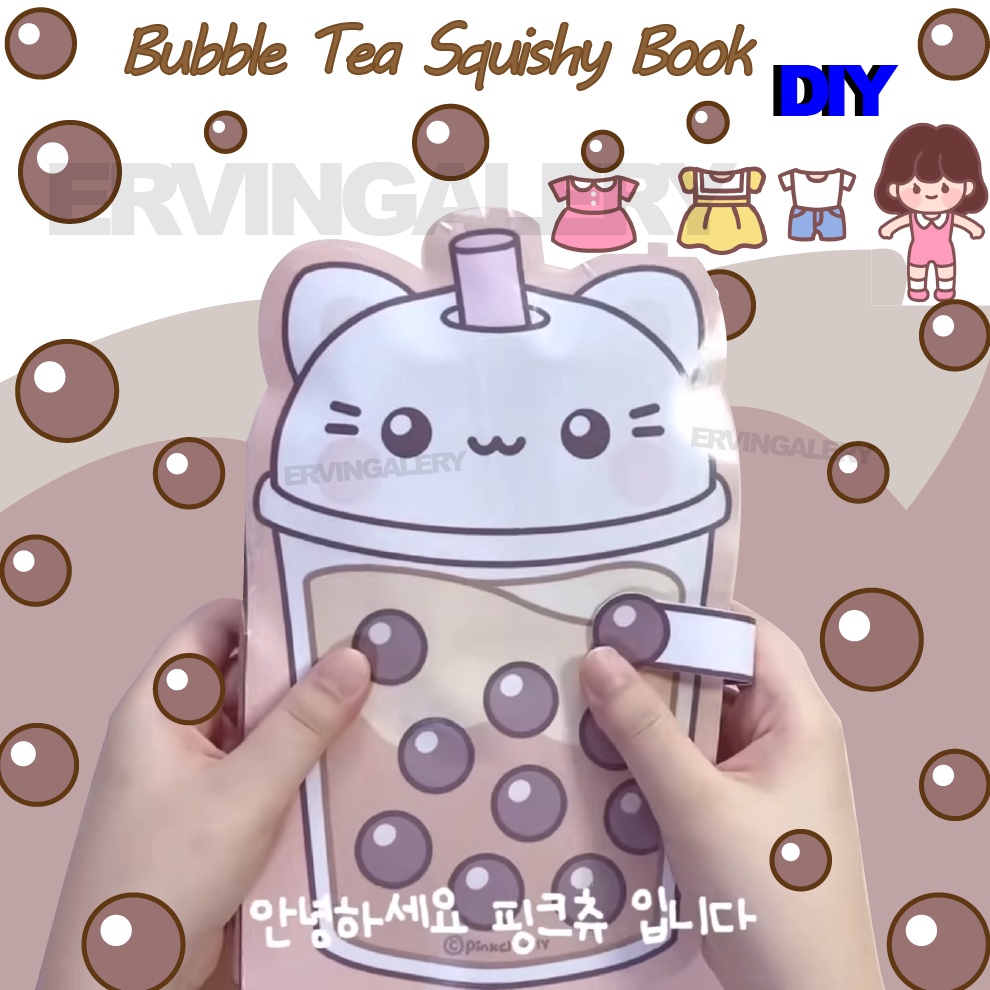 KODE O33A paper doll house Babble Tea Squishy DIY quiet book mainan kertas edukatif anak bongkar pas